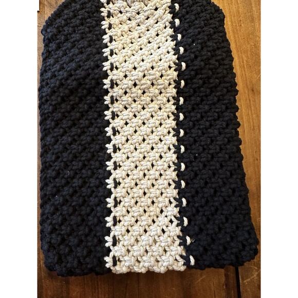 Laude The Label X Curateur Gabby Macrame Bag Handbag Off-White/Black Stripe NWT - Picture 7 of 10